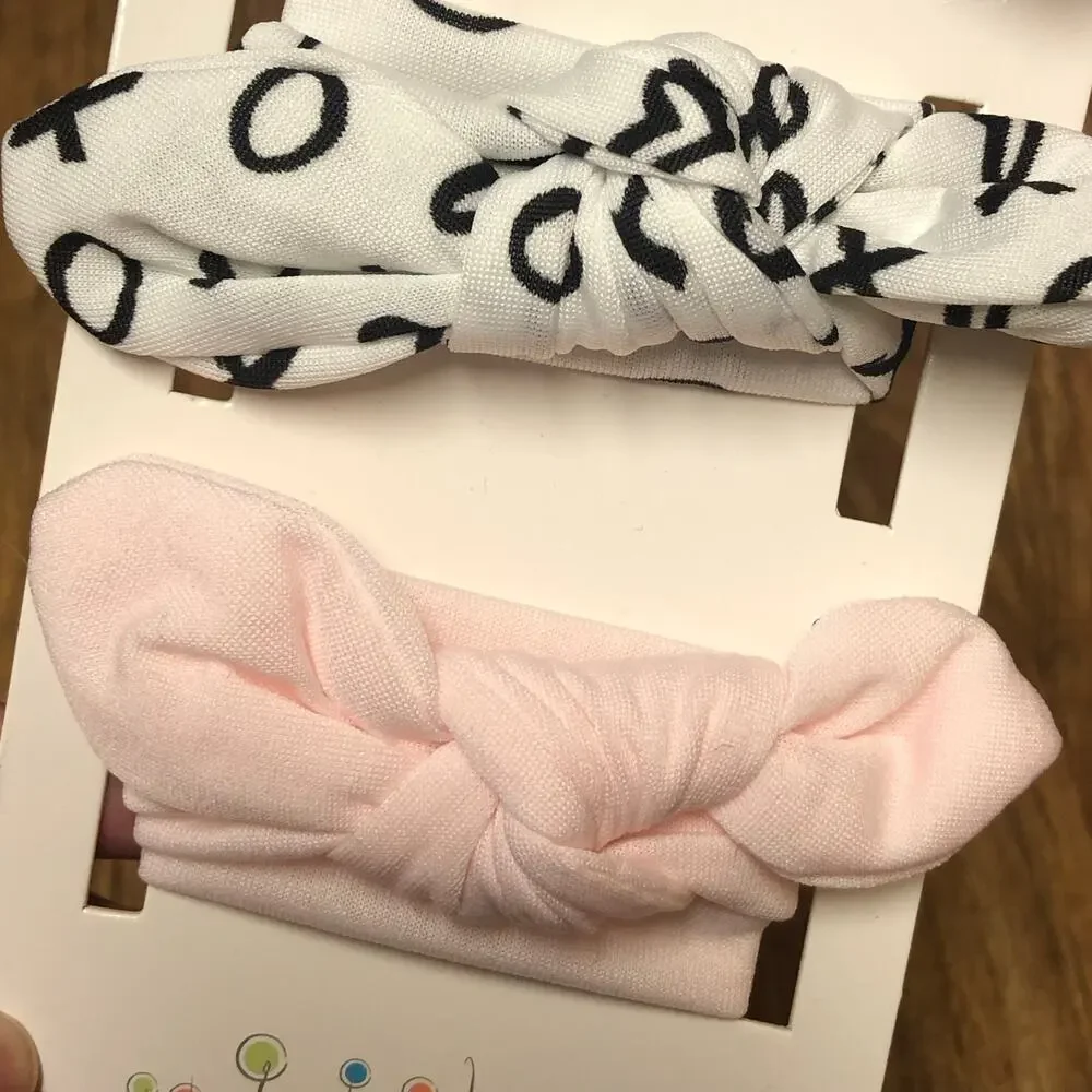 Starting Out Accessories Set of 3 Pink White Black Hair Tie Headwrap Bow